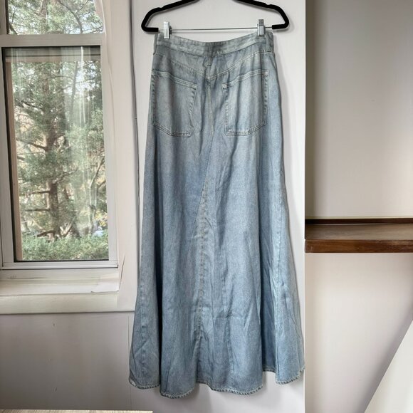Rag & Bone Liquid Miramar Printed Denim Maxi Skirt Posy Blue Tencel 29 - Picture 6 of 11